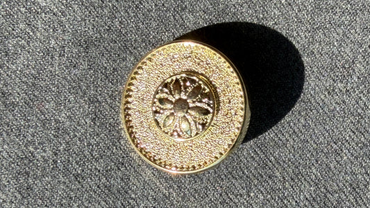Gold Shank Button with Centre Flower