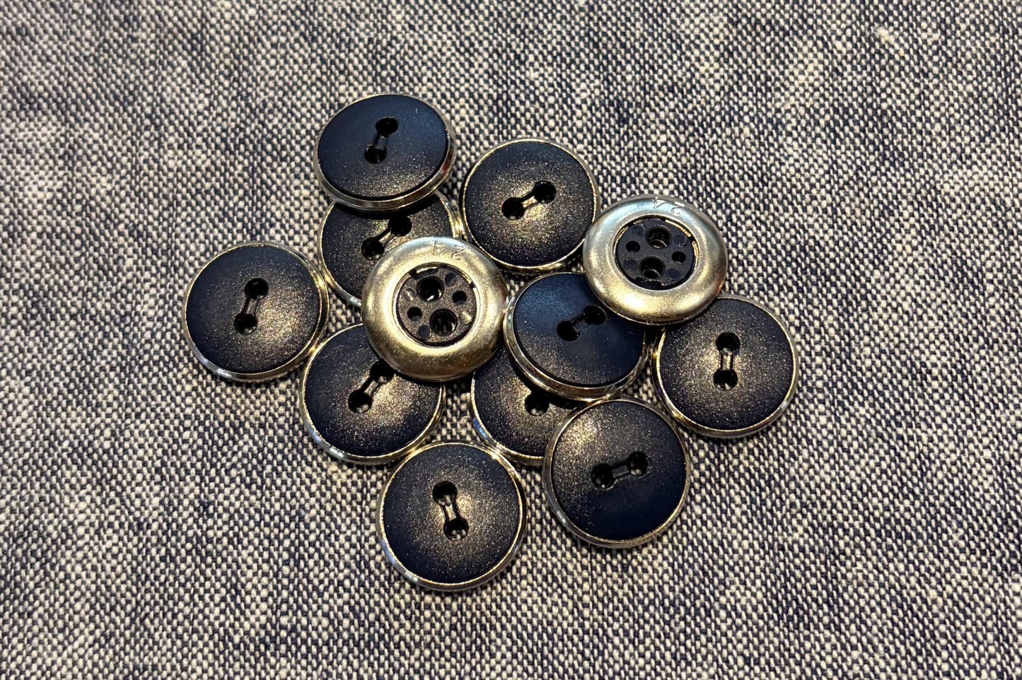 Blue Shirt Button with a Little Pizzazz