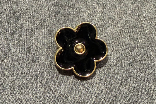 Black Flower Shank Button (Set of 8)