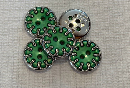 Floral Design Button with Silver Detail